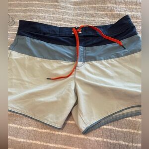 Men's Lands' End swim trunks mesh color block size 36 Like New blue